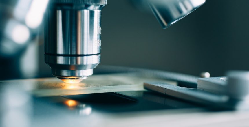 Microscope in the Laboratory, modern close-up shot